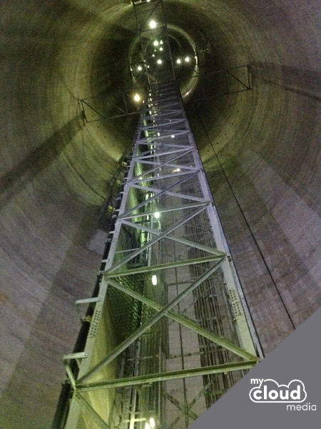 Interior of Emley Moor Mast