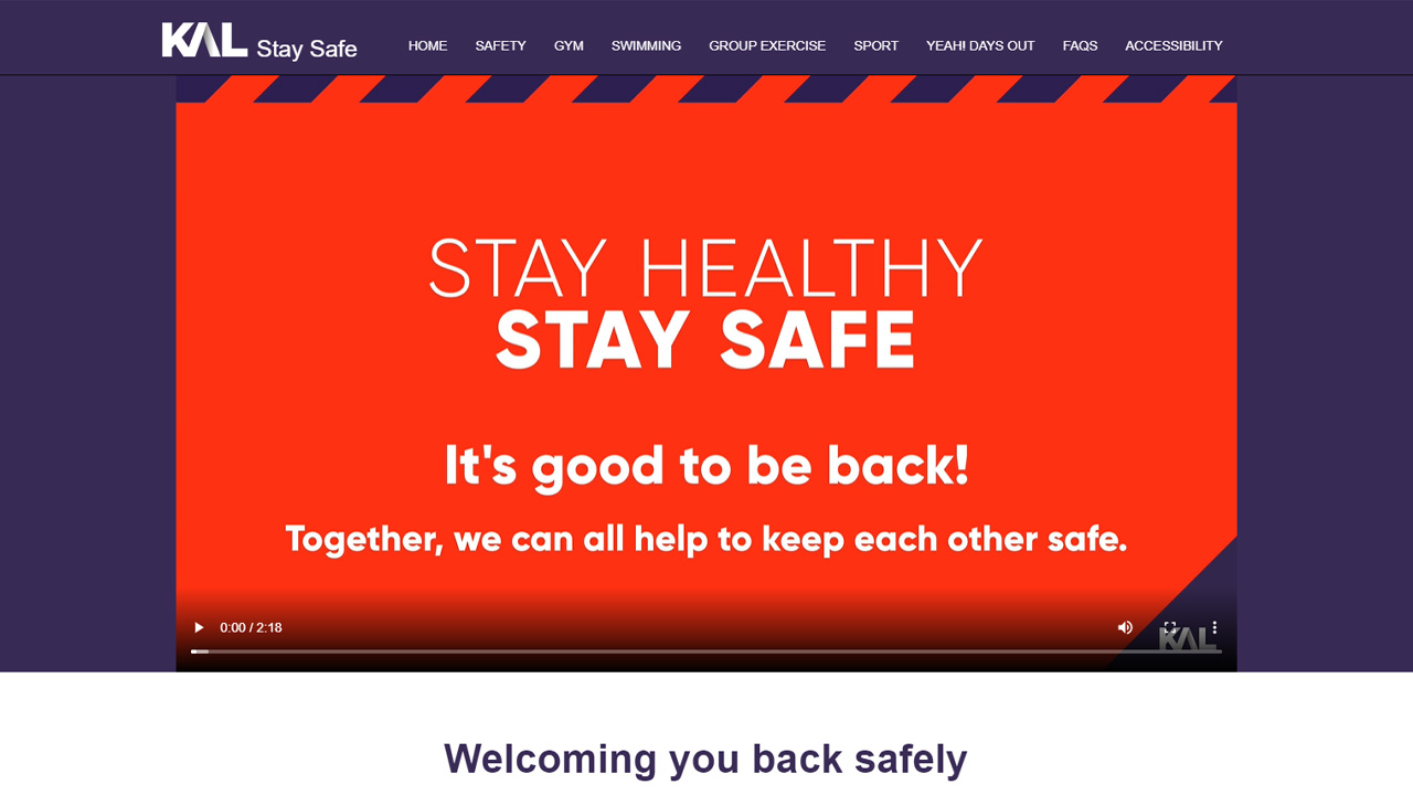 KAL Stay Safe - Kirklees Active Leisure Health and Fitness Support Website