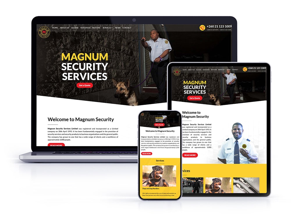 Magnum Security Zambia - Corporate Website Design